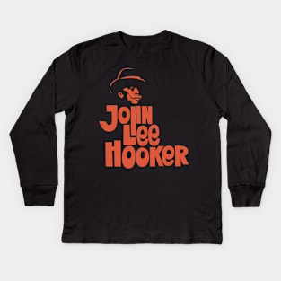 John Lee Hooker Handsketched Logo Shirt - Vintage Blues Style Kids Long Sleeve T-Shirt